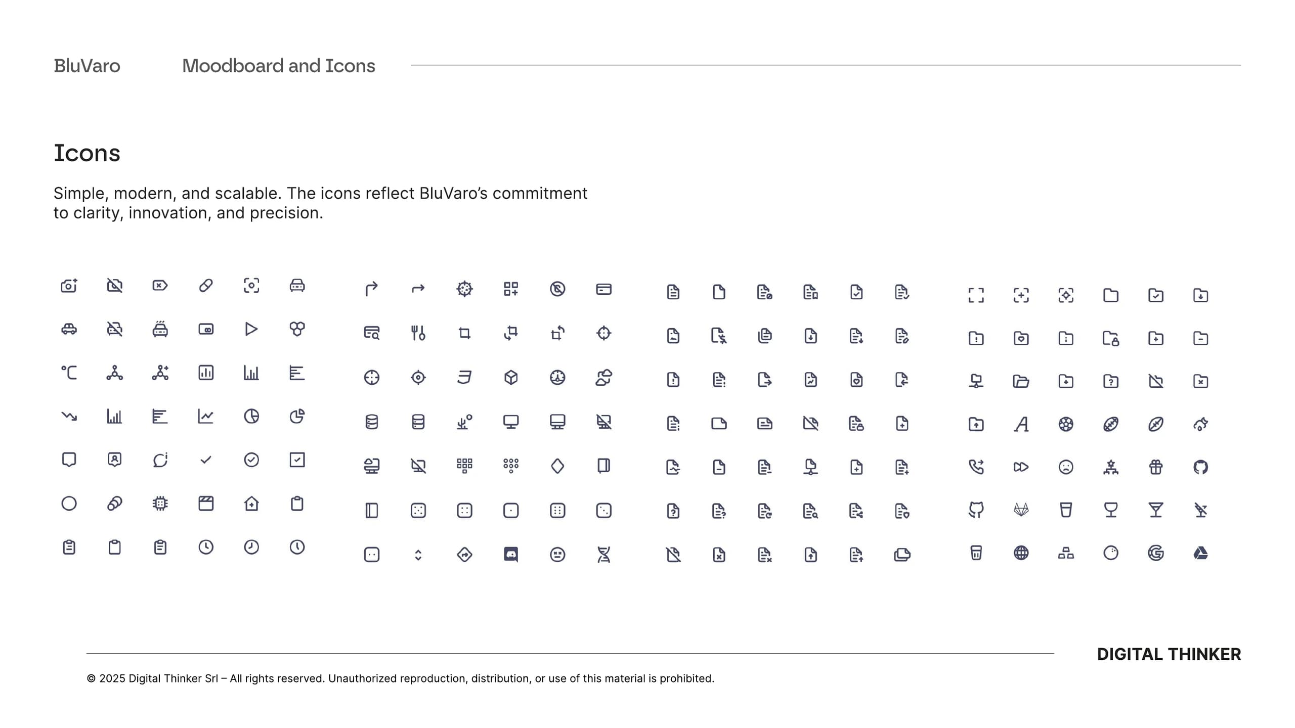 Libreria di icone prevista dal sistema visivo BluVaro