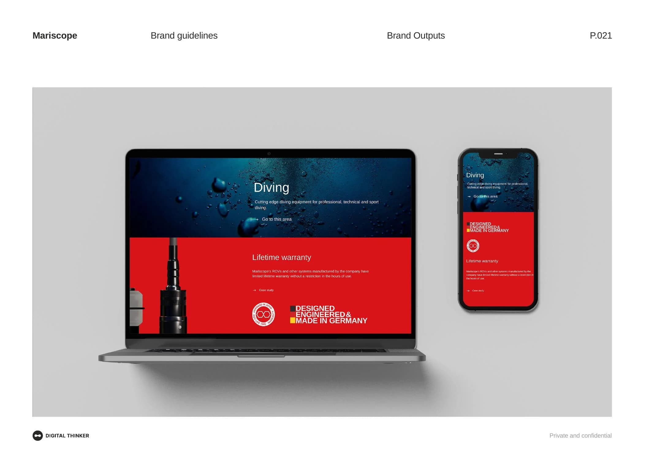 Applicazione dell’identità Mariscope all’esperienza web desktop e mobile