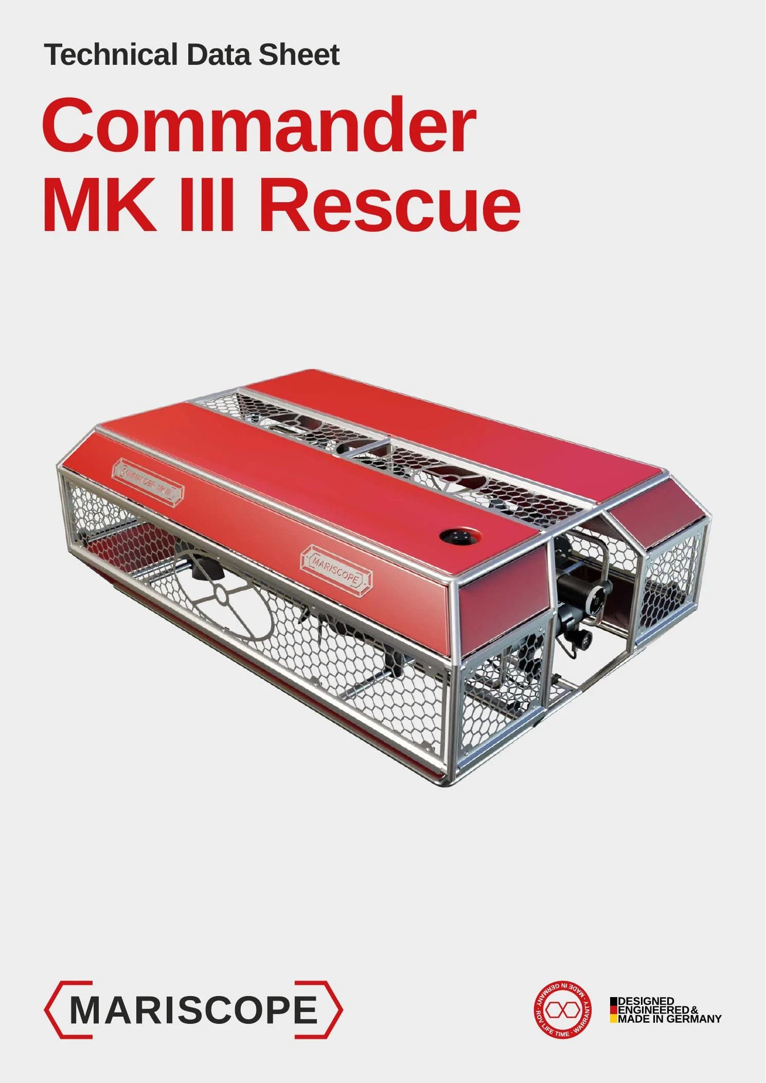 Copertina della Technical Data Sheet Commander MK III Rescue