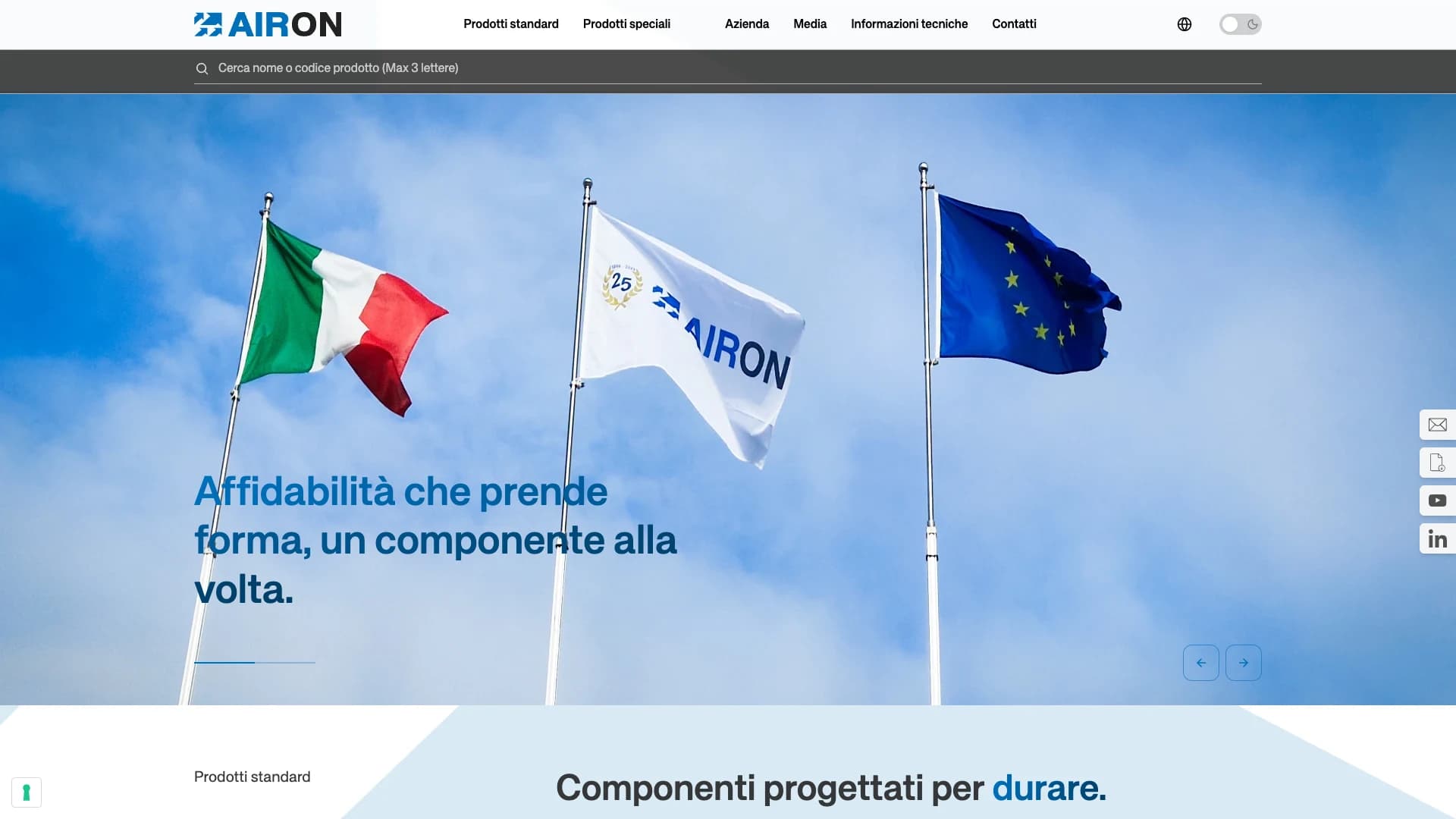 Homepage del sito headless Airon Pneumatic