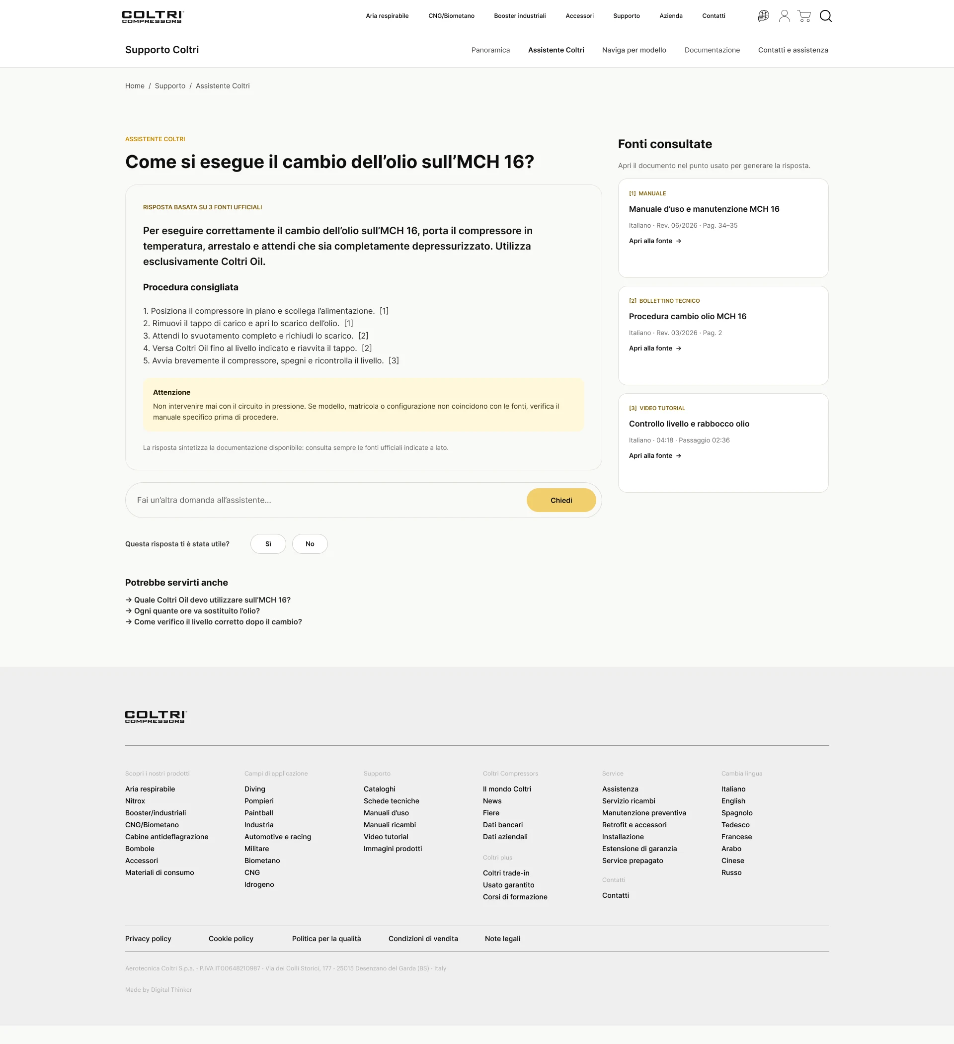 Risposta dell’assistente AI CKS con fonti documentali collegate