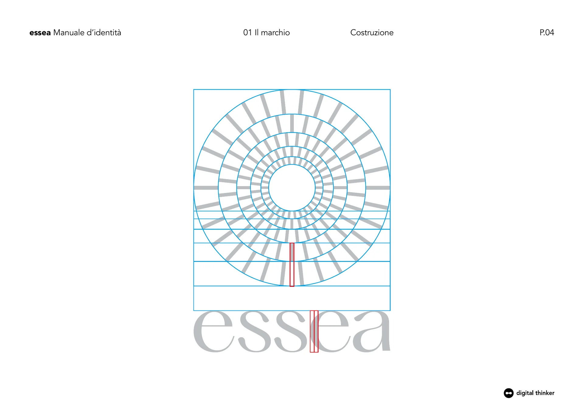 Costruzione geometrica del marchio Essea