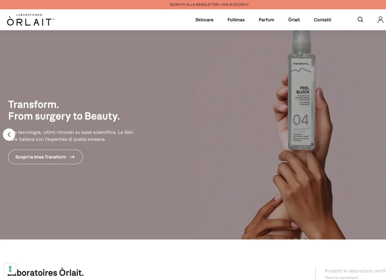 Homepage dell’e-commerce Laboratoires Òrlait