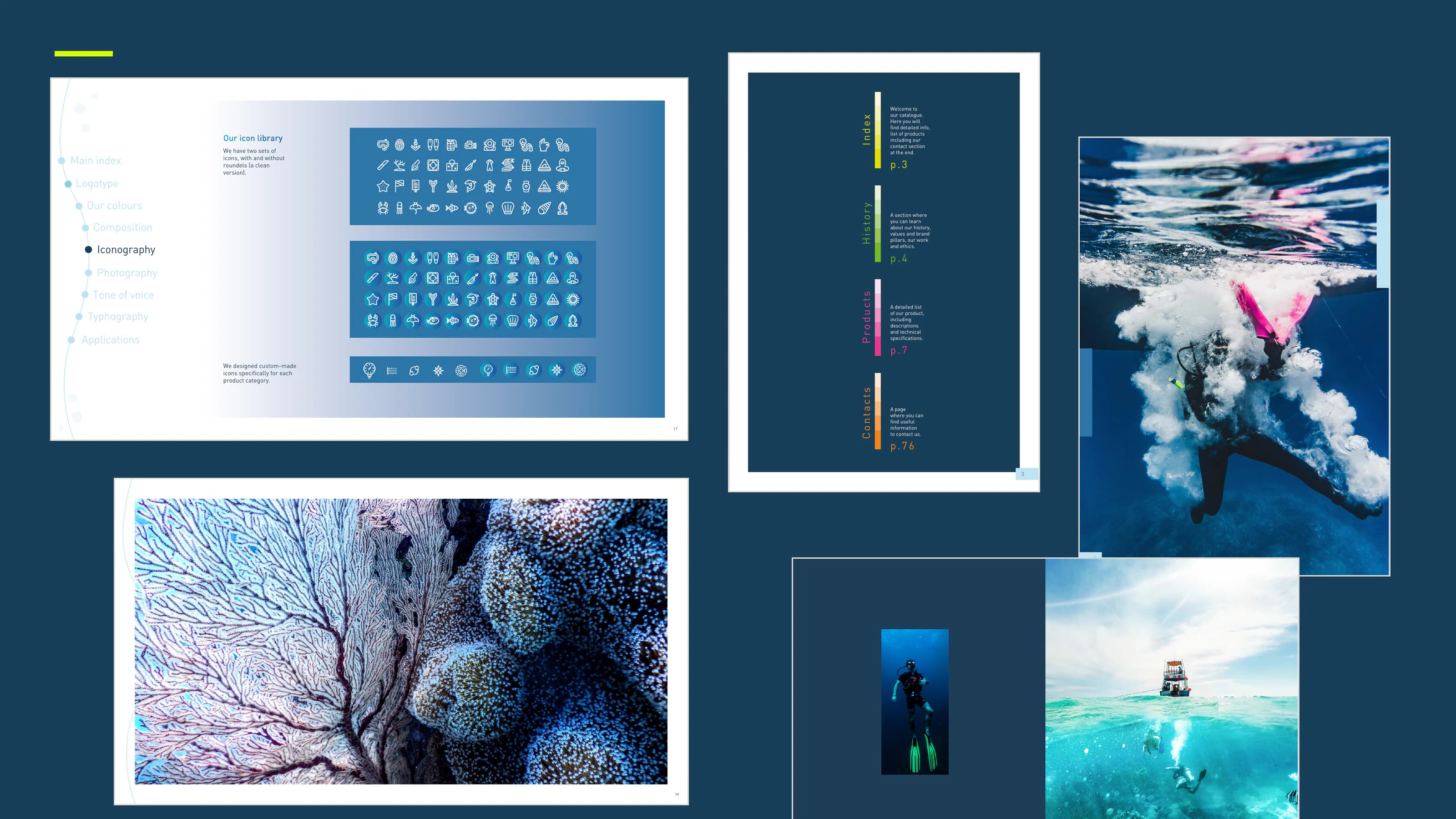 Linguaggio visivo Termo Industria applicato a icone, fotografia e catalogo prodotti